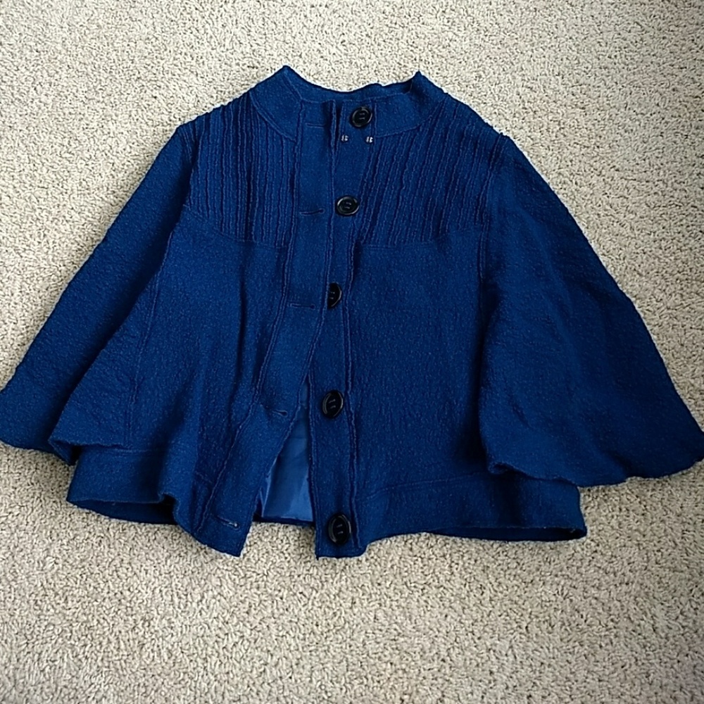 Dark Blue Button-down Poncho
